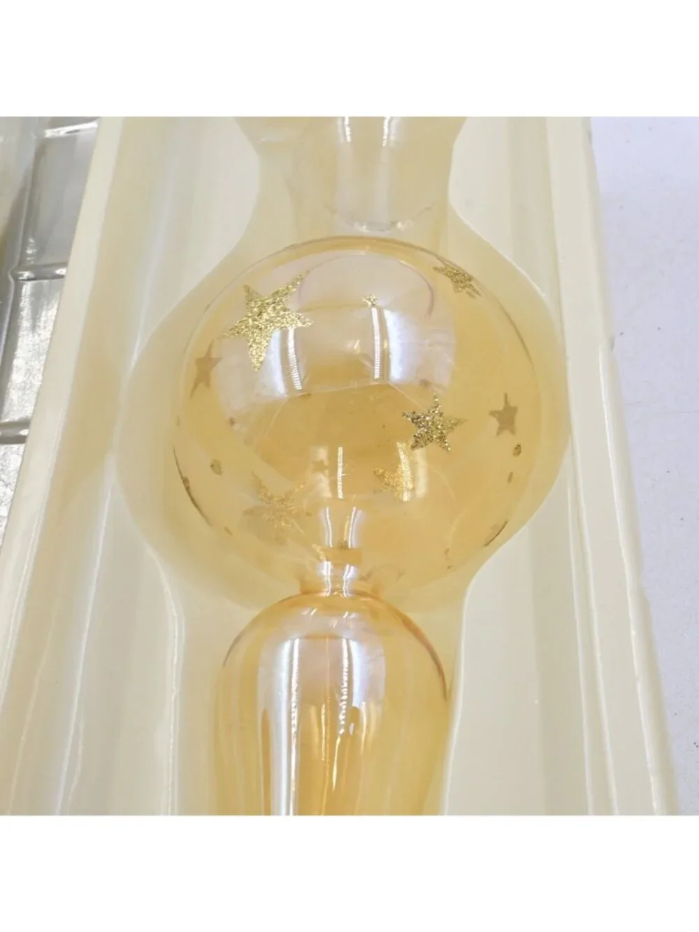 Pottery Barn Gold Glass Finial Christmas Tree Topper Stars Holiday Decor NIB